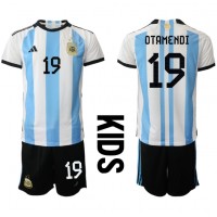 Argentinien Nicolas Otamendi #19 Heimtrikotsatz Kinder WM 2022 Kurzarm (+ Kurze Hosen)